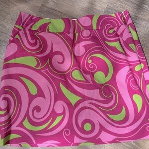Loudmouth Vibrant Pink and Green Swirl Skirt size 8